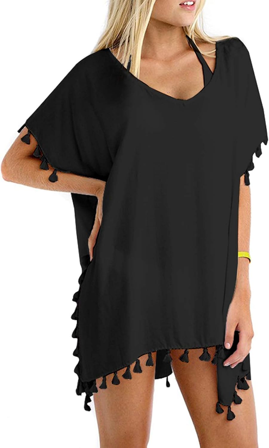 Women's Trim Kaftan Chiffon Swimsuit Bikini Beach Cover up